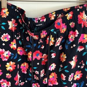 Express Men's Black Swim Trunks with Bright Floral Print